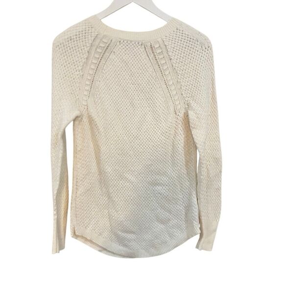 Loft white sweater wool blend long sleeve knit  medium - Picture 3 of 8